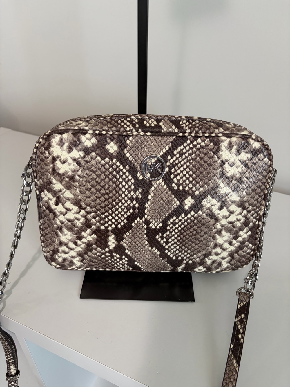 Michael Kors Fulton Large East-West Snake-Print Crossbody